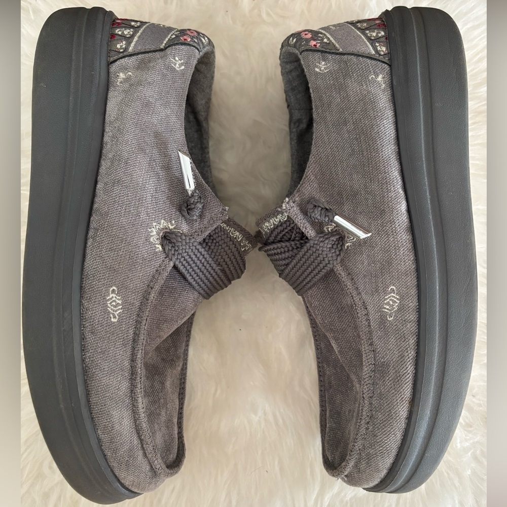 Hey Dude Wendy Rise Flora | Charcoal | Size 8 
Barely Worn. No Marks or Wear!